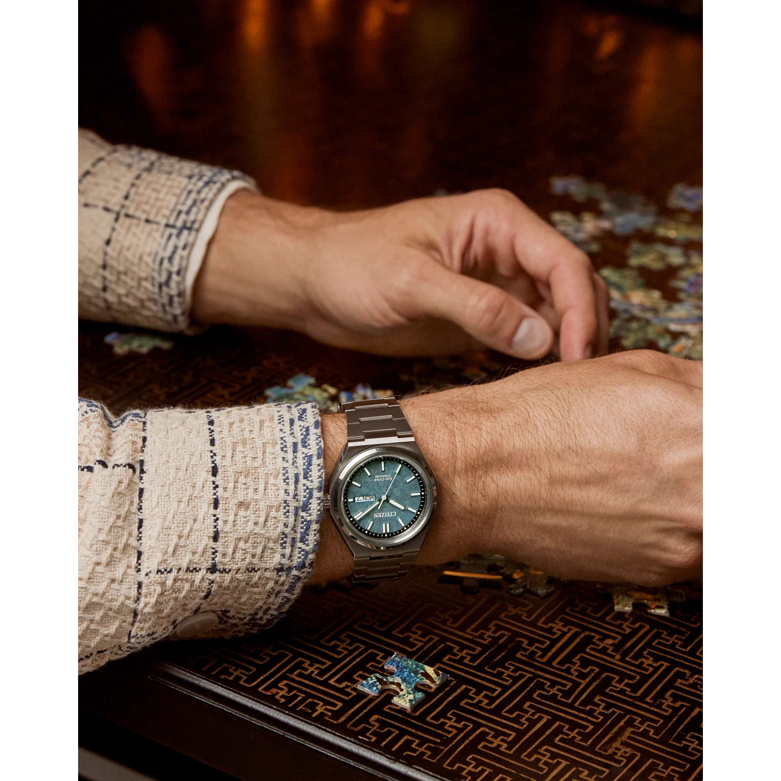 Reloj Citizen Verde Zenshin Three-hand Super Titanio AW0130-85X | Elegancia relojería
